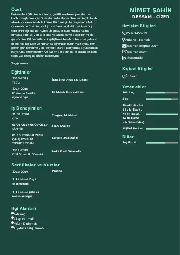 Ressam Cv Örnekleri cv indir